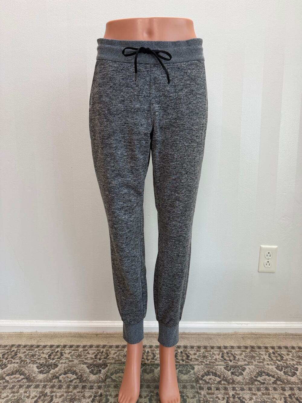 Athleta Flux Jogger 2.0 Heather Gray Drawstring Ribbed Cuff Pants Sz S